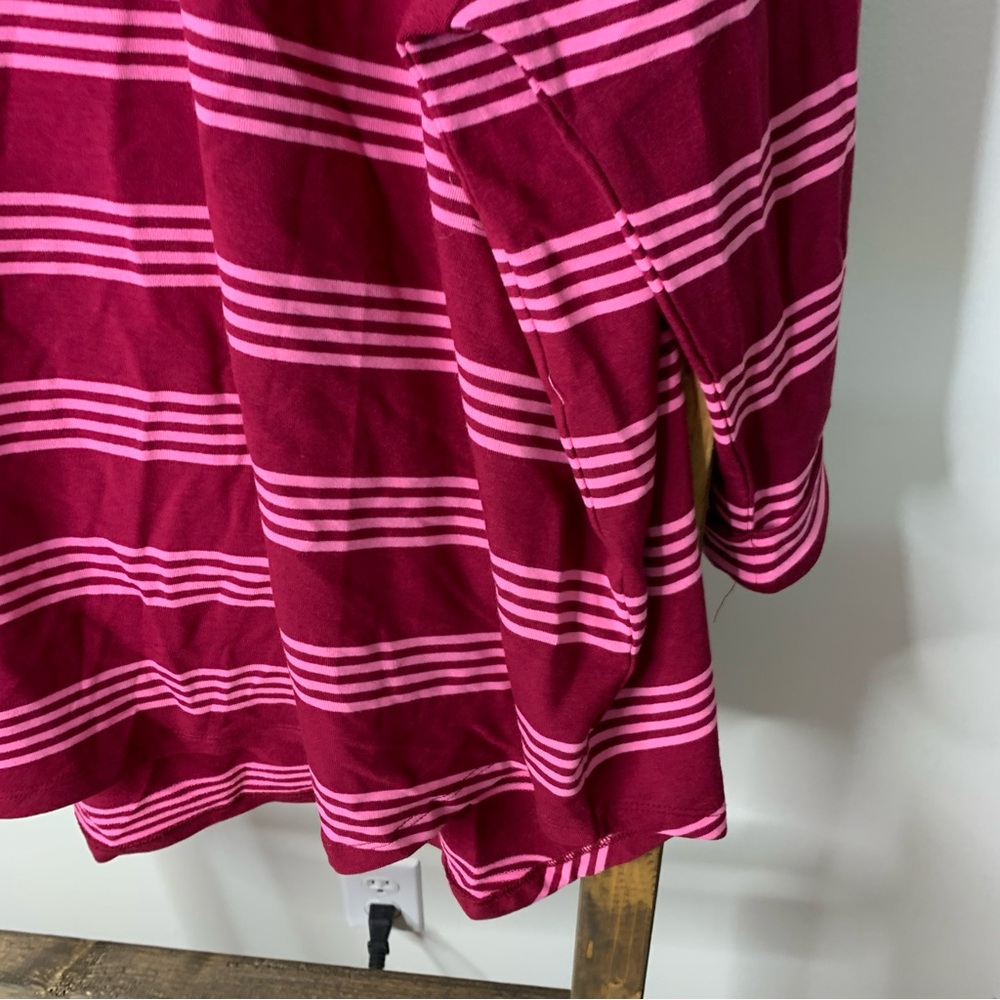 Crown & Ivy Burgundy and Pink Striped Long Sleeve Top - Picture 4 of 7